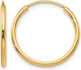 Diamond2Deal 14k Gold 1.50mm Polished Round Endless Hoop Earrings