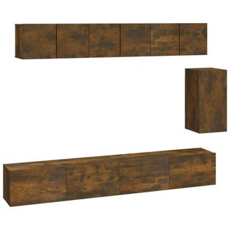 Berkfield Home 6 Piece TV Cabinet Set Smoked Oak Engineered Wood in Brown