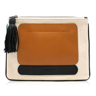 Zeus + Dione Leather & Canvas Clutch Bag