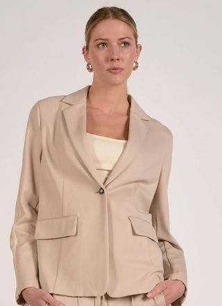 Elan Track Blazer Jacket In Beigenat