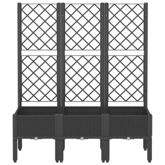 Berkfield Home Beautiful Garden Planter with Trellis Black 120x40x142 cm PP | Size: 120 x 40 x 142 cm