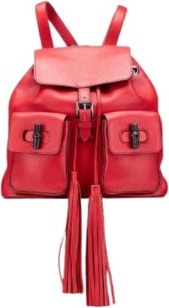 Gucci Pre-owned Backpacks, female, Red, Size: ONE SIZE Pre-owned Bamboo Backpack