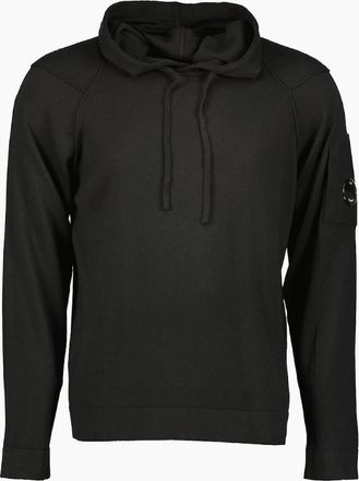 C.P. Company Mens Sea Island Knitted Lens Hoodie - Black - Size: 42