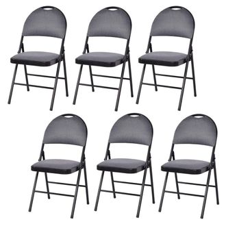 Costway Costway Set of 6 Folding Chair Armless Padded Kitchen Dining Seat Portable Guest Chair in Grey
