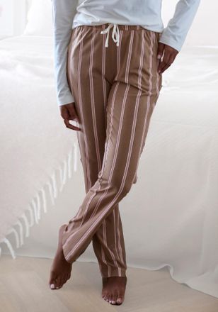 Lascana Pyjamahose LASCANA, Damen, Gr. 32/34, N-Gr, braun (braun gestreift), Single Jersey, Obermaterial: 50% Baumwolle, 50% Viskose, gestreift, Basic, Basic 