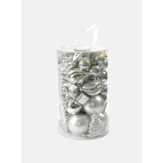 Dmora Dmora Bo&icirc;te 50 Pi&egrave;ces D&eacute;corations De Noel Multi-formes, Ornements Et Pointe, Ensemble Assortiment De Boules De Noel, Bo&icirc;te Ensemble Arbre De Noel, 4 &Agrave;