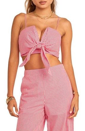 English Factory Check Tied Crop Tank in Red at Nordstrom Rack, Size X-Small