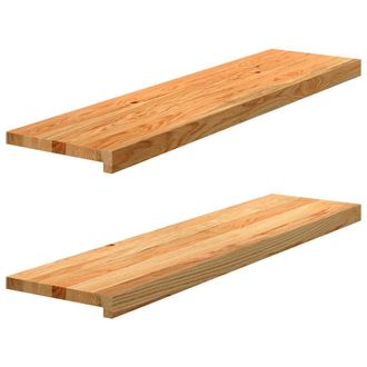 Berkfield Home Window Sills 2 pcs Light Brown 100x30x2 cm Solid Wood Oak | Size: 100 x 30 x 2 cm