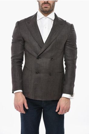 Corneliani Silk-Blend Double-Breasted Blazer GATE with Peak Lapel size 50