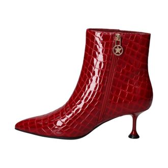 Marc Ellis Schoenen, Dames, Rood, 37 EU, Leer, Puntige Croco-effect Stiletto Laars