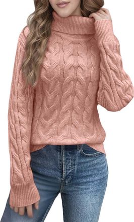 Generic Womens Jumpers High Neck Knit Pullover Sweater Soft Warm Winter Turtleneck Top Casual Loose Fit Long Sleeve Sweater Womens Top