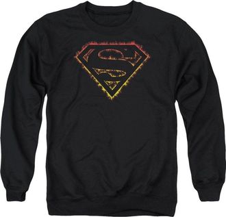 Gildan Superman Flame Outlined Logo Adult Crewneck Sweatshirt