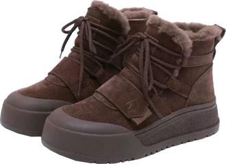 Generic Women winter snow boots with thick fleece and versatile anti slip and casual thick soled warm short boots (brown,6.5)