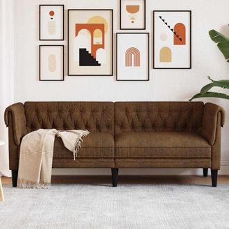 vidaXL Vidaxl - Sof&aacute; Chesterfield De 3 Plazas Tela Marr&oacute;n