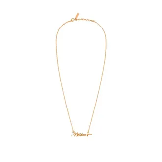Moschino Necklaces, female, Yellow, Size: ONE SIZE Signature Logo Metal Pendant Necklace