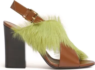 Marni Open-Toe Sandals with Lime Green Fur
