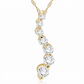 Pompeii3 1/2 Ct Lab Grown Diamond Journey Pendant in White or Yellow Gold