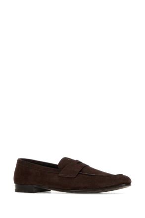 Prada Mens Chocolate Suede Loafers Moro Mocassini