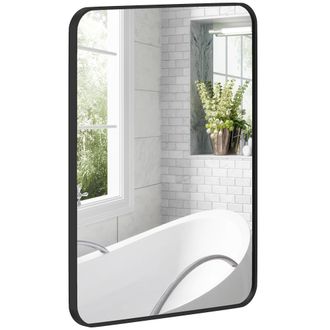 OEM Espejo De Ba&ntilde;o Rectangular Con Marco Met&aacute;lico Espejo Decorativo Para Dormitorio Comedor O Entrada 60x80 Cm Negro