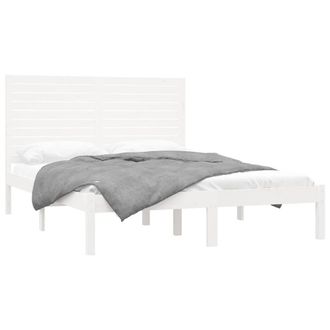 Berkfield Home Beautiful Bed Frame White Solid Wood 120x200 cm | Size: Small Double