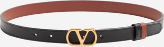 Valentino Garavani Black Classic Golden Buckle Belt