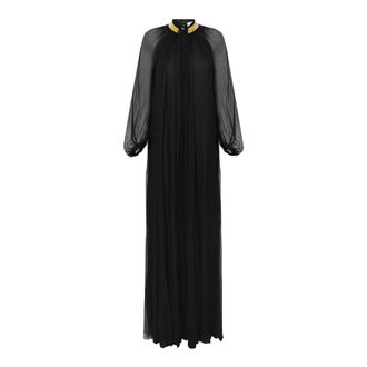 Elisabetta Franchi Red Carpet cr&ecirc;pe jurk met juwelenkraag - Dames - Jurken - Zwart - Maat: M Viscose