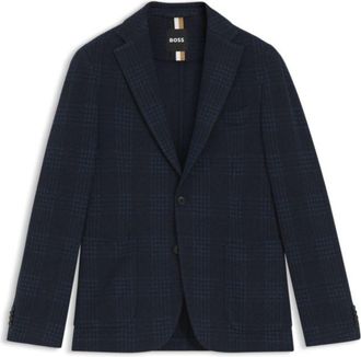 BOSS Checked slim-fit jacket in a cotton blend