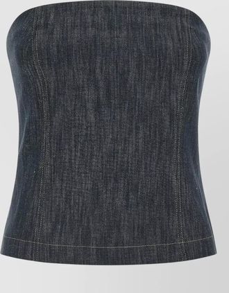 Brunello Cucinelli strapless denim top fitted silhouette detailing