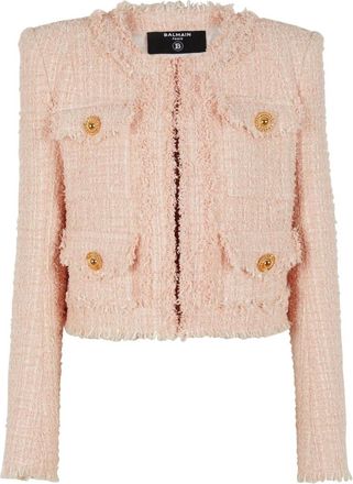 Balmain Tweed jas - Dames - Blazers - Roze - M - Tweed - Jassen