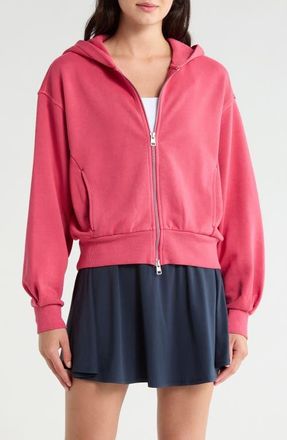 Beyond Yoga Fade Out Full Zip Hoodie in Washed Berry Red at Nordstrom, Size Medium