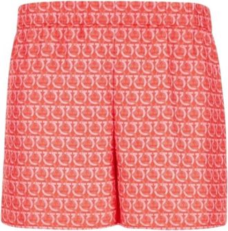 Ferragamo Gancini Print Silk Shorts, Brand Size 44 ( US Size 10 )