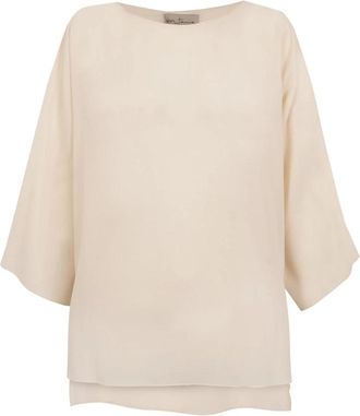 Cortana Ivory Cotton Voile Shirt - Dames - Blouses - Beige - L - Katoen - Overhemden