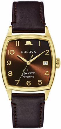 Bulova Young at Heart Automatic Whiskey Sunray Dial Mens Watch 97B198