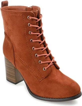 Journee Collection Baylor Boot Women Brown Faux Suede Lace Up Bootie LION553