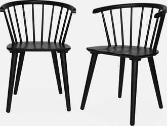 Sweeek Sweeek - Silla De Bar De Madera Y Contrachapado, Set De 2, Paula, Negro, 51x53x75 Cm