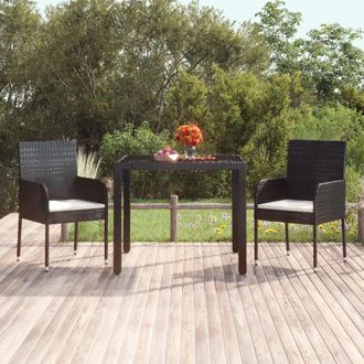 vidaXL Mesa De Jard&iacute;n Superficie De Vidrio Rat&aacute;n Pe Negro 90x90x75 Cm Vidaxl