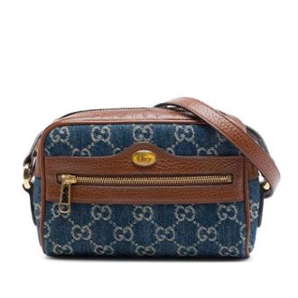 Gucci Vintage, unisex, Blauw, ONE Size, Leer, Pre-owned Ophidia Cross Body Bag