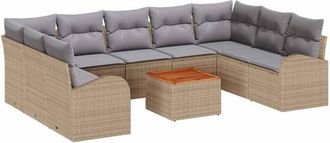vidaXL Vidaxl - Conjunto De Sof&aacute; De Jard&iacute;n Con Coj&iacute;n 10 Pcs Beige Polirat&aacute;n