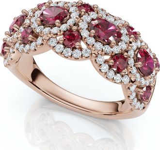 Pompeii3 1Ct Wavy Ruby & Diamond Ring 14k Gold Lab Grown