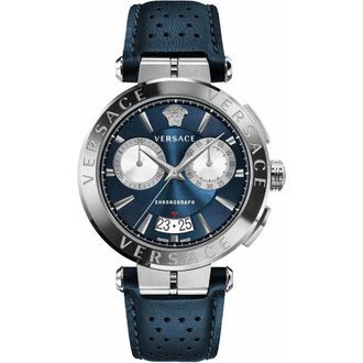 Versace Aion Chronograph Ve1D02223 - Heren - Accessoires - Blauw - Maat: ONE Size Leer