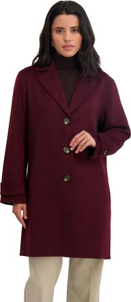 Elie Tahari Womens Relax Fit Double-Faced Soft Wool Topper Coat with Front Buttons, Chocolate