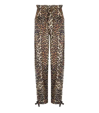Ganni SATIN ANIMAL PRINT BROEK
