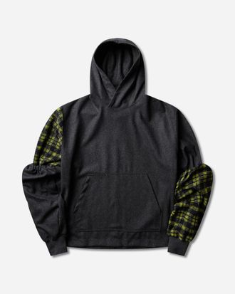 GR10K Men s Somma Wool Plaid Hoodie Anthracite
