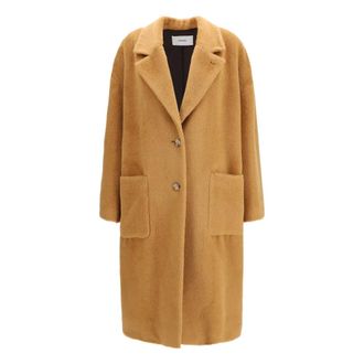 Lardini Lange jas van alpaca- en wolmix - Dames - Mantels - Bruin - Maat: S Wol