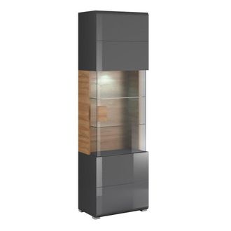 Petits Meubles Vitrina 1 puerta con led tableros de aglomerado laminados gris