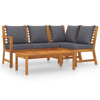 vidaXL Muebles De Jard&iacute;n 4 Pzas Cojines Crema Madera Maciza De Acacia Vidaxl