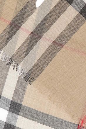 Burberry Wool-Silk Blend Check Scarf - Beige
