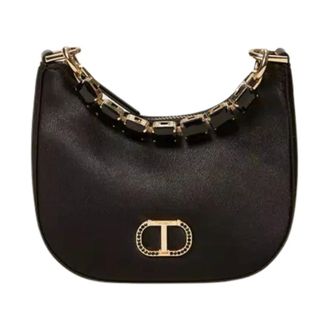 Twinset Handbags, female, Black, ONE SIZE, Croissant Satin Bag