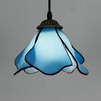 OEM L&aacute;mpara De Techo Estilo Tiffany Azul - Vidrieras - Producto Vintage De Belle