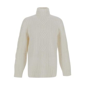 Brunello Cucinelli Cream Cable-Knit Turtleneck Sweater, Brand Size 50 (US Size 40)